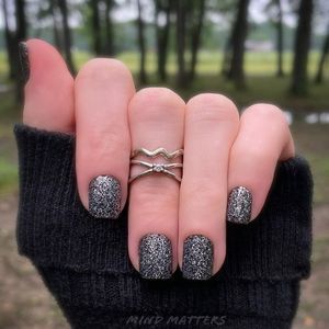 Color Street, Mind Manners dark glitter nail strip set.